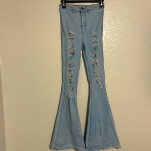 Almost Famous Ripped Bell Bottom Denim Jeans Size 7